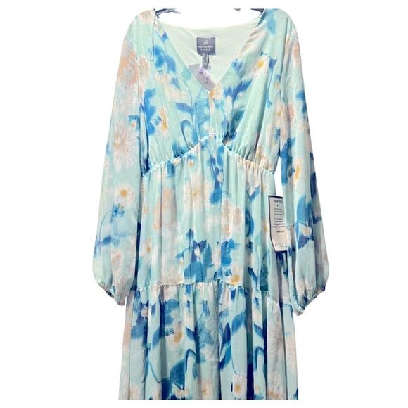 Adrianna Papell Women's Floral Chiffon Tiered Dress mint size 6 - Picture 11 of 16
